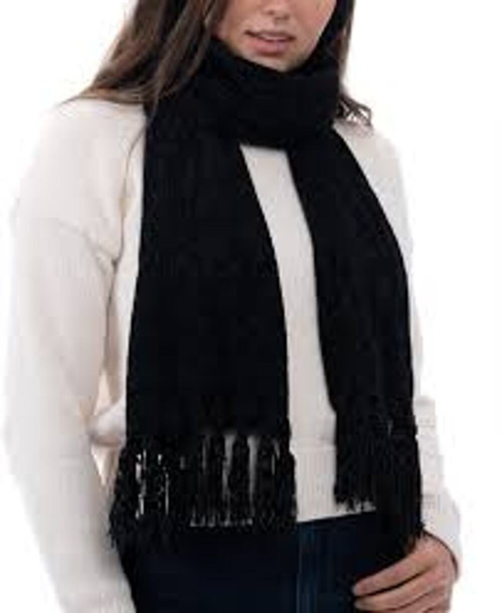 Style & Co Fringe Trim Chenille Black Scarf